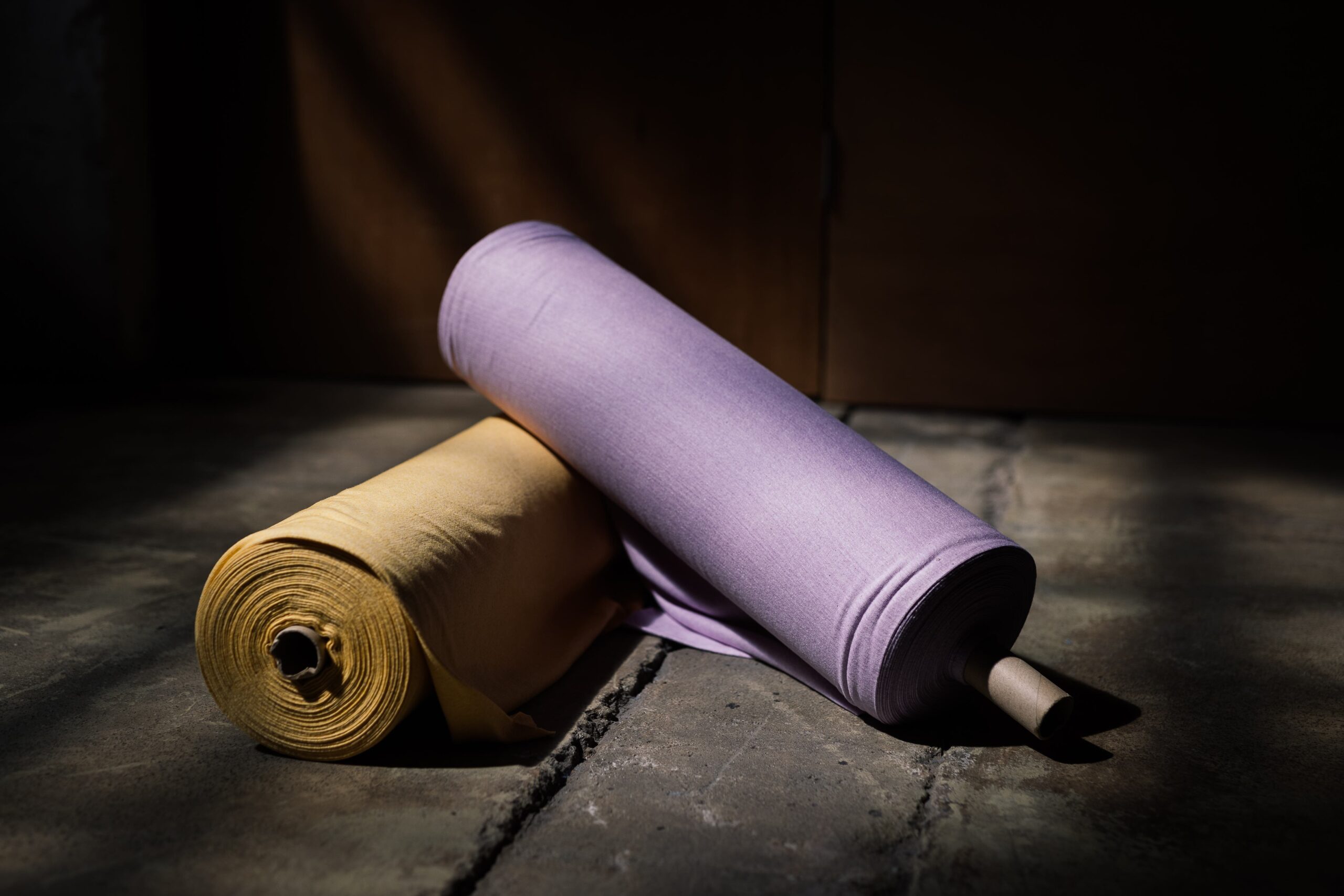 2 rolls of fabric stacked together